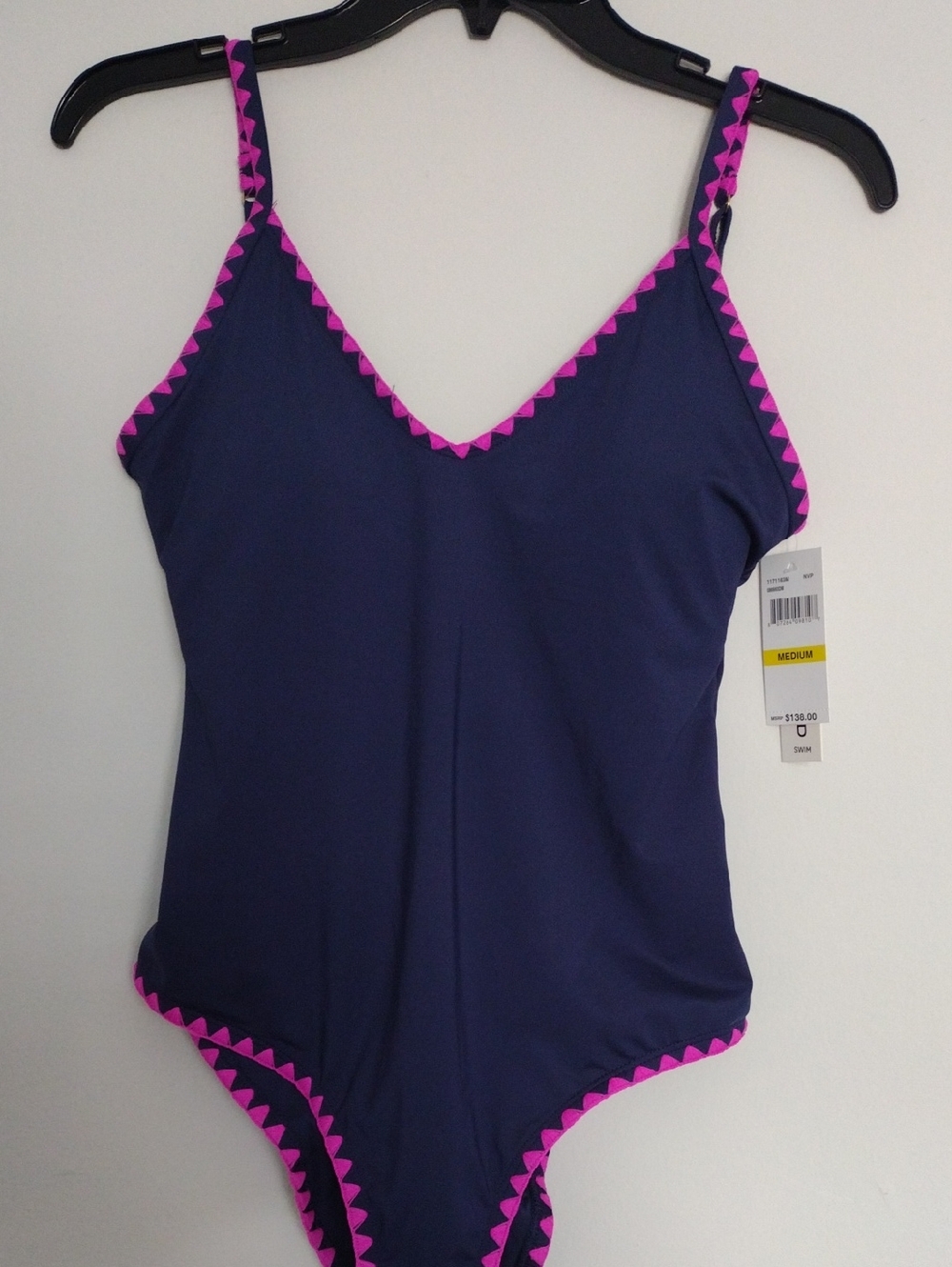 Lucky Brand Navy One-Piece Swimsuit with Pink Trim